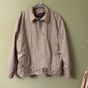 English Squire Mens Tan Faux Fur Tartan Lined Full Zip Coat Jacket Size 50‎